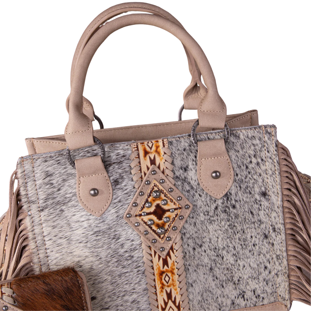 Wrangler Women's Hair On Cowhide Tote Khaki Crossbody