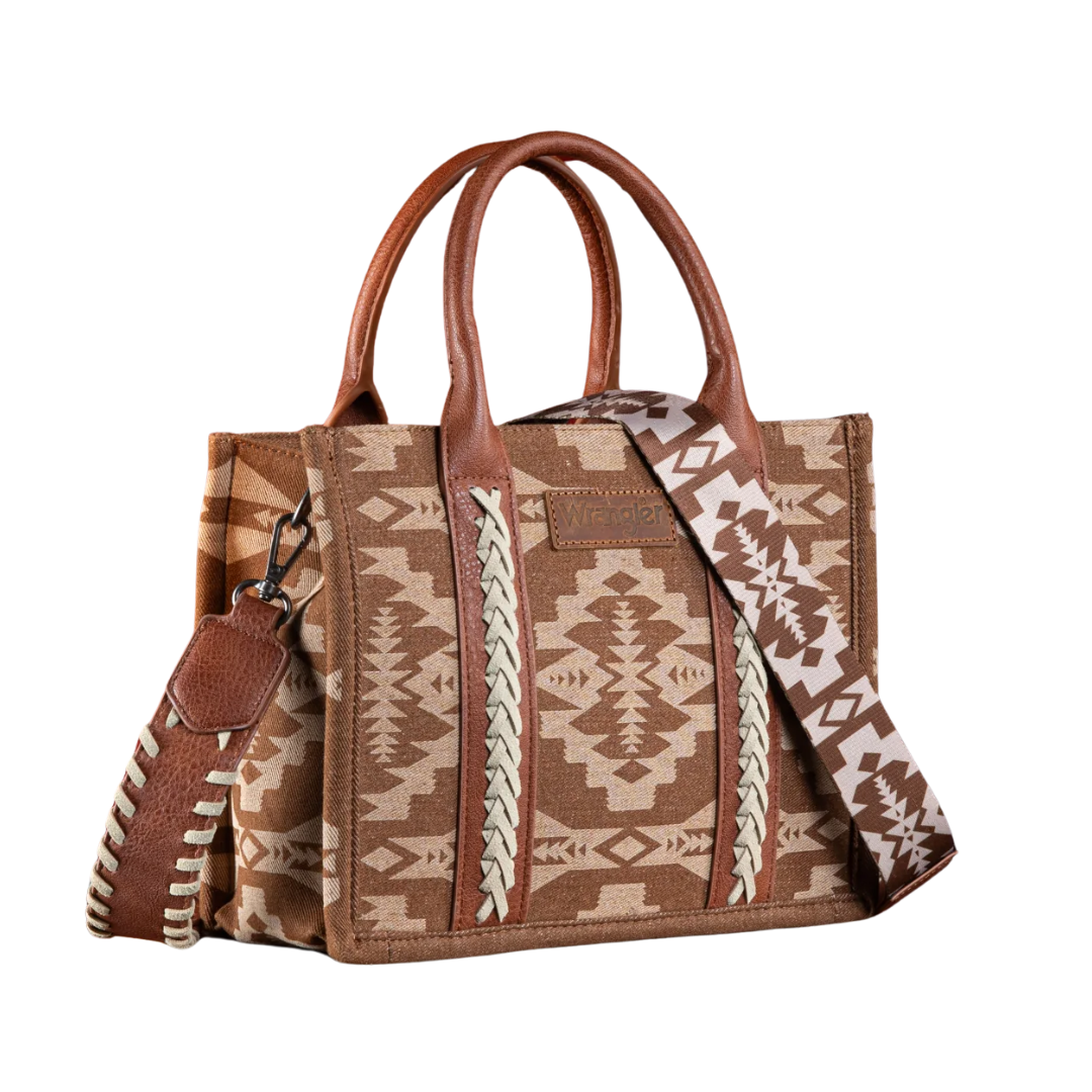 Wrangler Women's Southwestern Canvas Brown Tote Crossbody