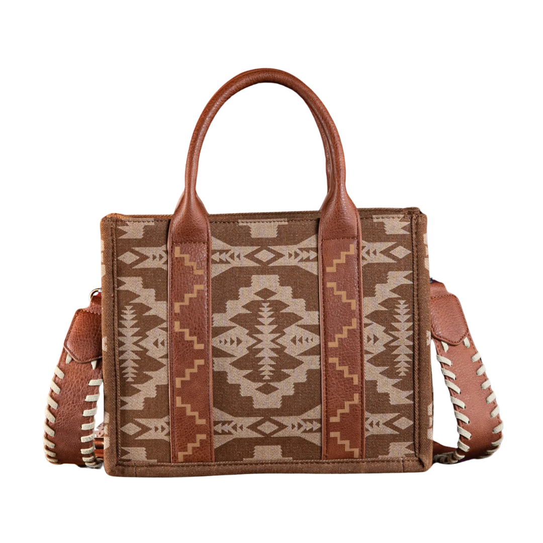Wrangler Women's Southwestern Canvas Brown Tote Crossbody