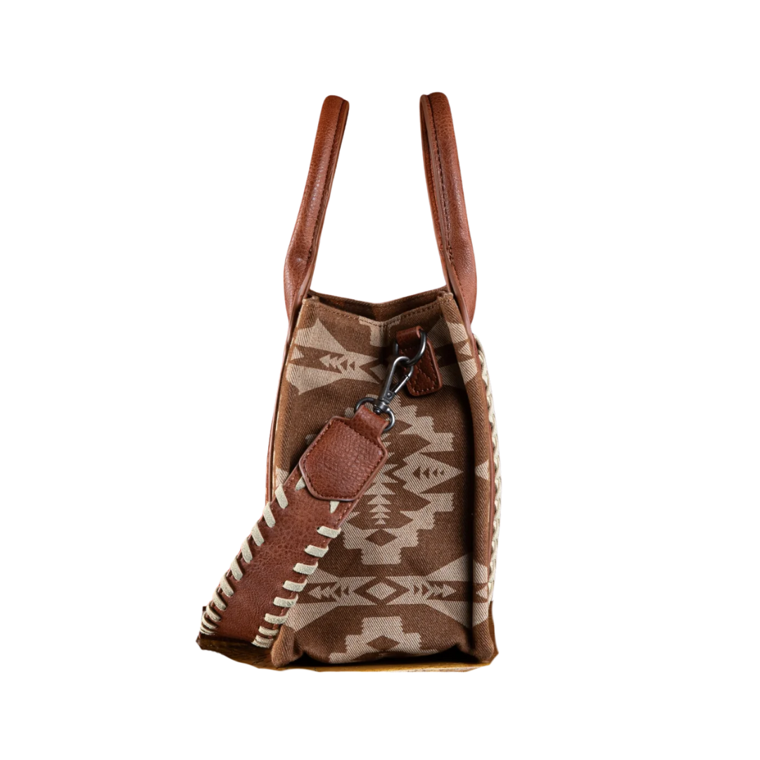 Wrangler Women's Southwestern Canvas Brown Tote Crossbody