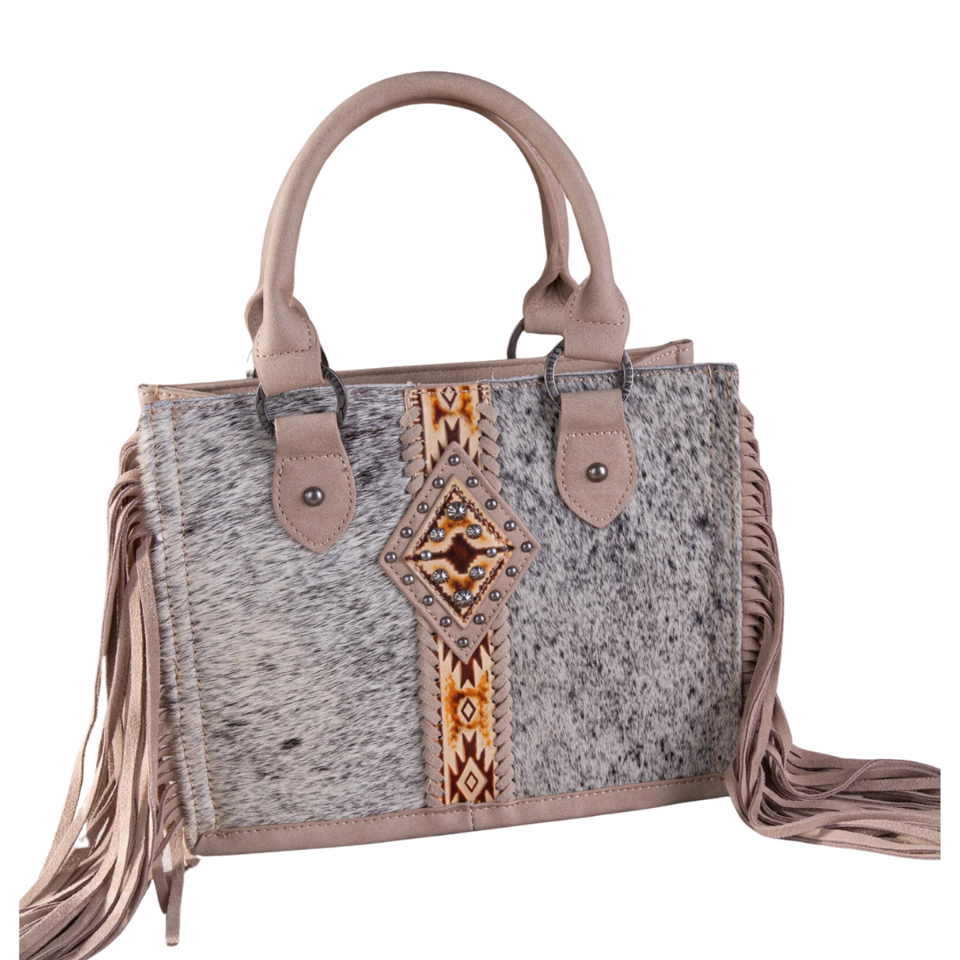 Wrangler Women's Hair On Cowhide Tote Khaki Crossbody