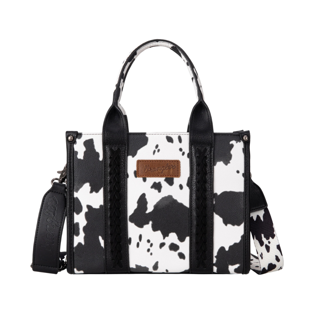 Wrangler Women's Cow Print Carry Tote Black Crossbody
