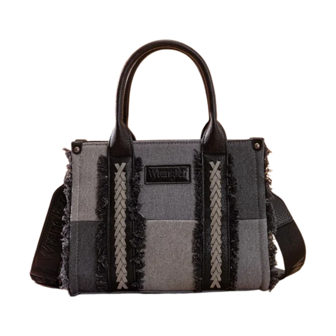 Wrangler Women's Canvas Braid Fringe Black Tote