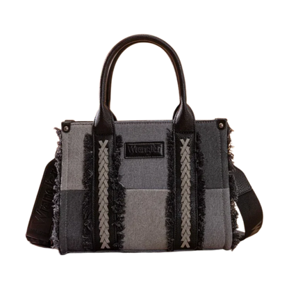 Wrangler Women's Canvas Braid Fringe Black Tote