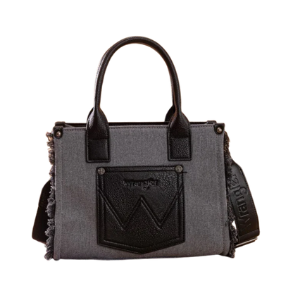 Wrangler Women's Canvas Braid Fringe Black Tote