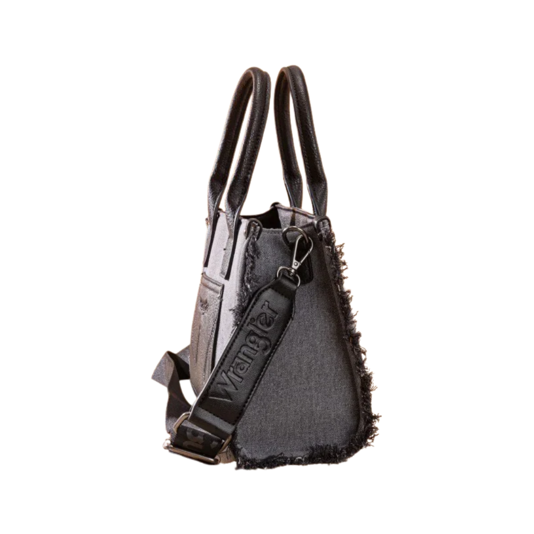 Wrangler Women's Canvas Braid Fringe Black Tote