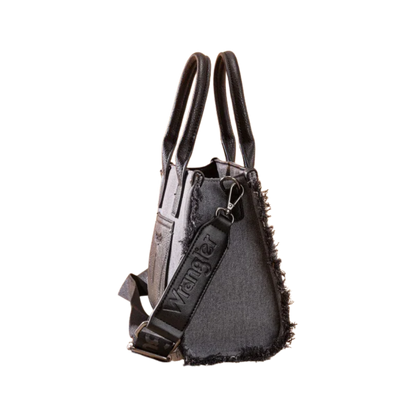 Wrangler Women's Canvas Braid Fringe Black Tote