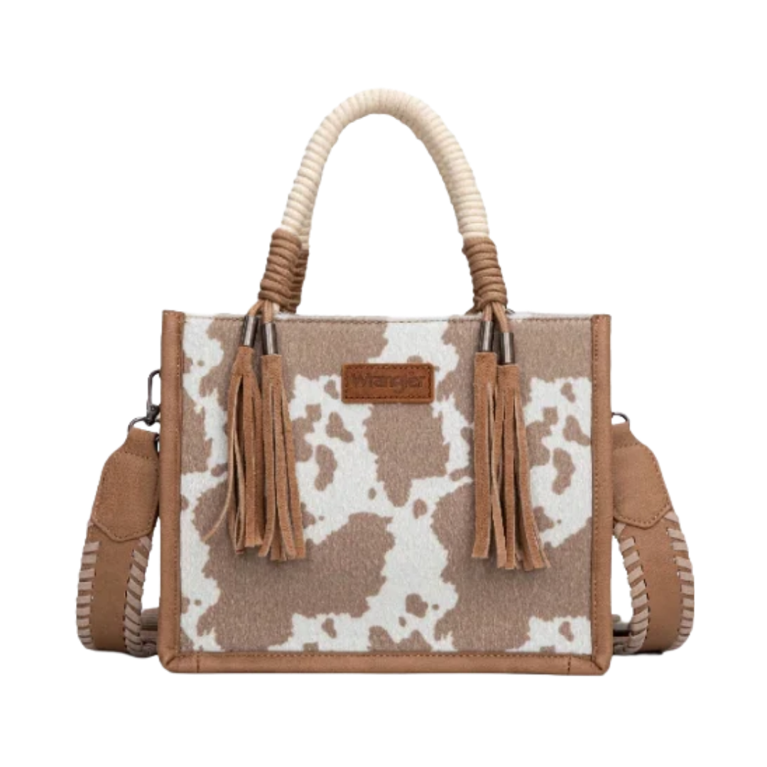 Wrangler Women's Cow Print Khaki Crossbody Tote