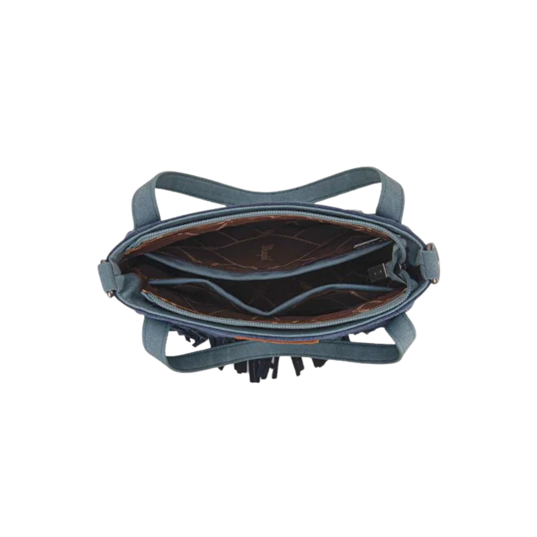 Wrangler Women's "W" Stitch Fringe Black Tote