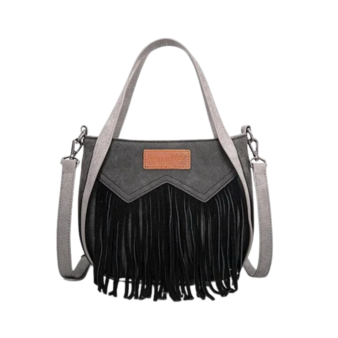 Wrangler Women's "W" Stitch Fringe Black Tote