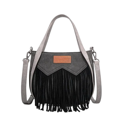 Wrangler Women's "W" Stitch Fringe Black Tote
