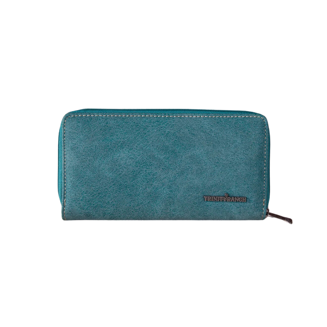 Women's Trinity Ranch Cowhide Turquoise Wallet