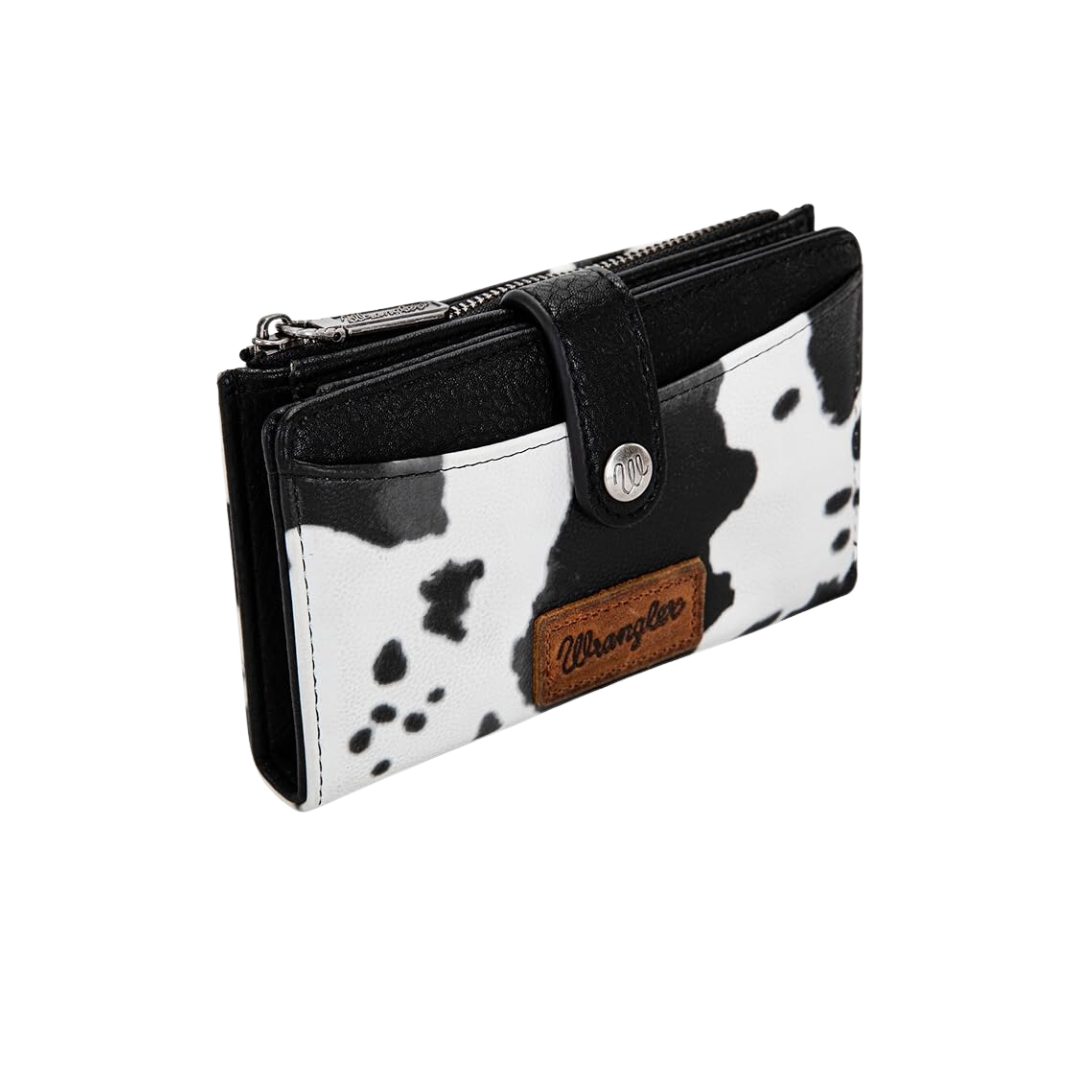 Wrangler Women's Cow Print Bi Fold Black Wallet