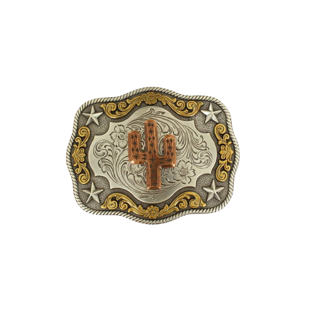 Nocona Men's Rectangle Smith Edge Double Cactus Yellow Buckle