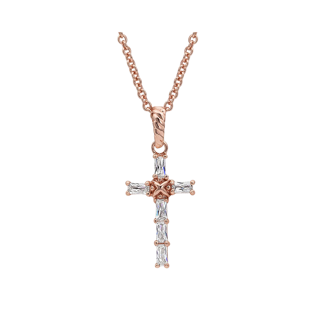 Montana Women's Entwined Rose Gold Brilliant Cross Necklace
