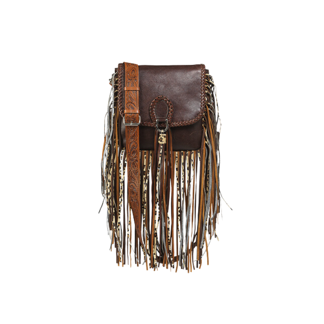 Ariat Women's Fringe Cross Body Dark Brown Purses