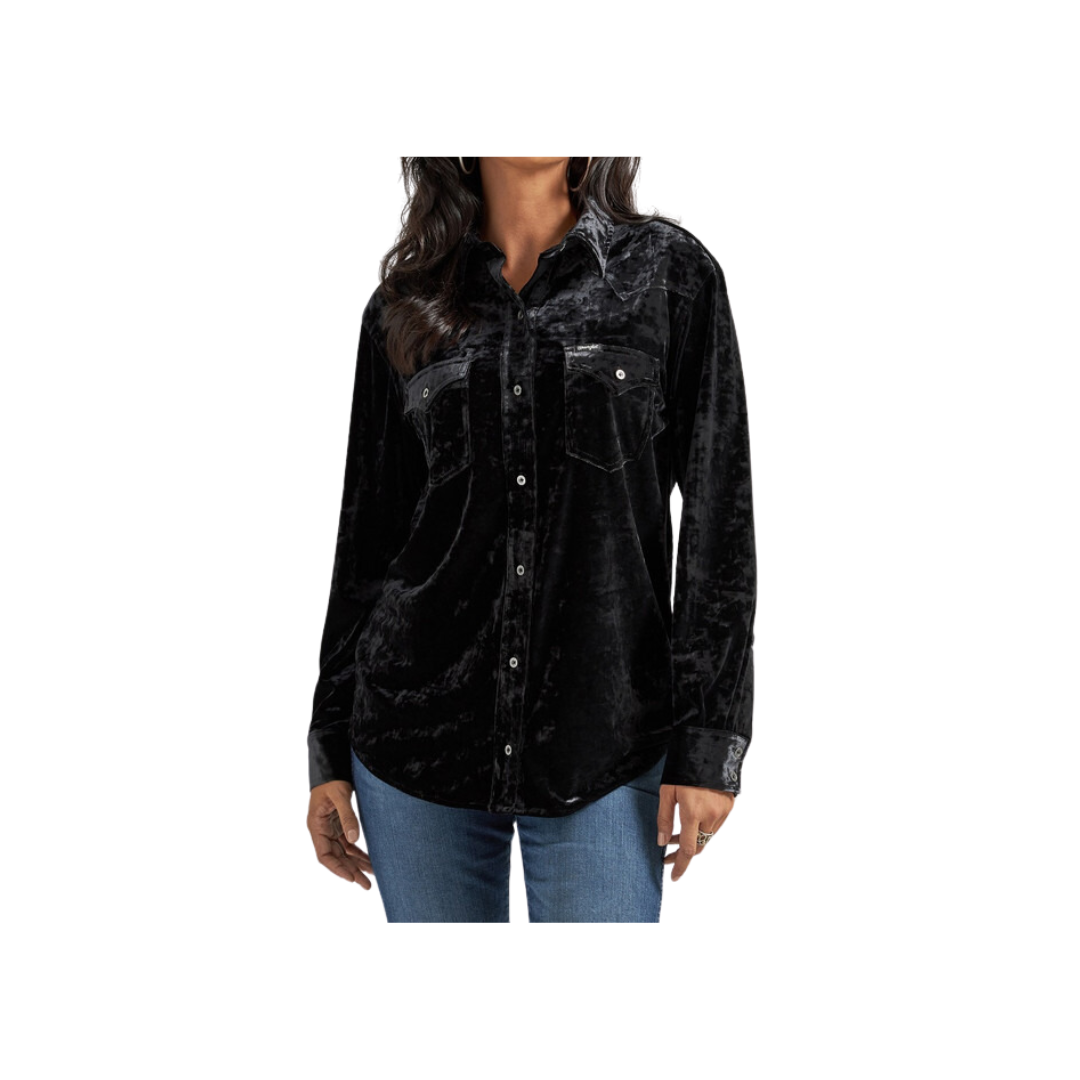 Wrangler  Women's  Retro Punchy Boyfriend  Black Shirt