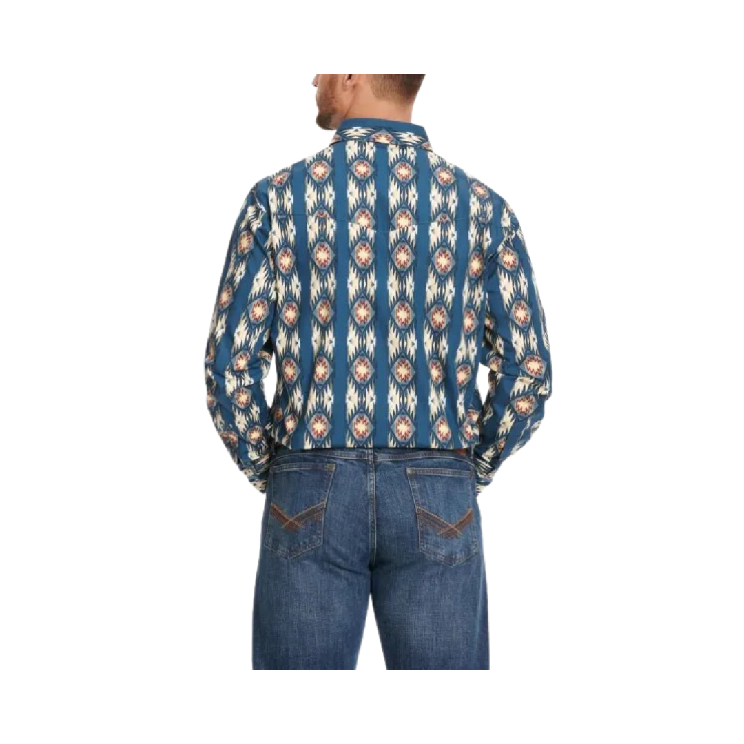 Wrangler Men's Checotah  Stripes Long Sleeve Western Shirt