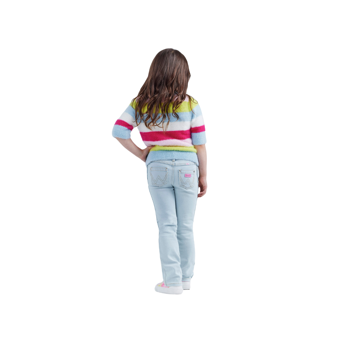 Wrangler  Girl's x Barbie Fuzzy  Sweater In Rainbow Stripe