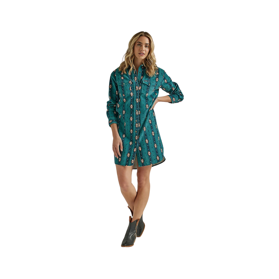 wrangler retro dress Wrangler Women's Retro Americana Green Print Drees