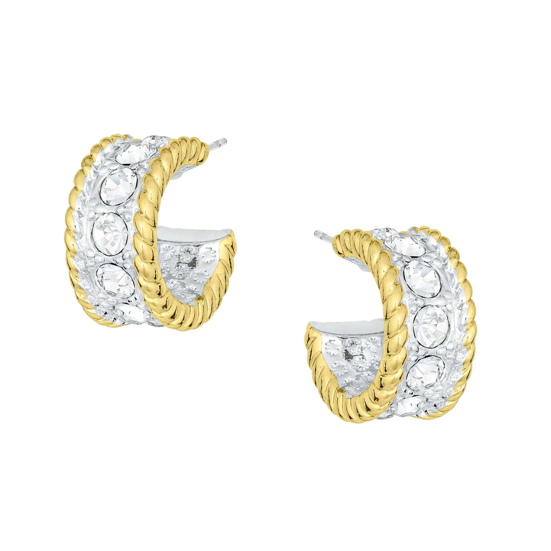 Montana Women's Crystal Shine in Gold Small Hoop Earrings