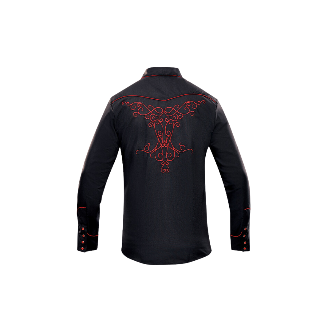 Ranger's Usa Men's Black & Red Embroidered Shirt