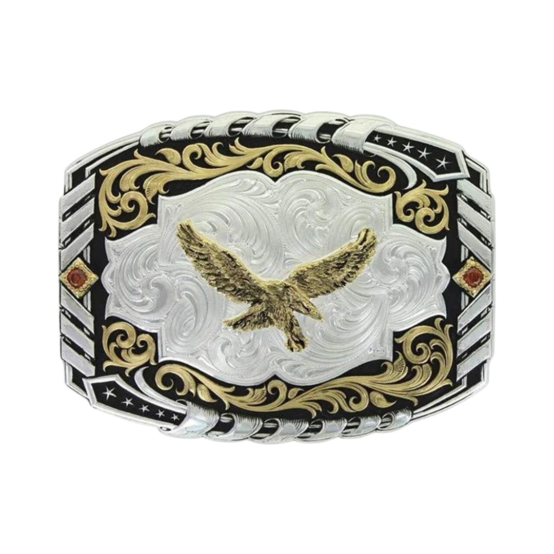 Montana Men's Silversmiths Two Tone Cantle Roll Buckle with Soaring Eagle