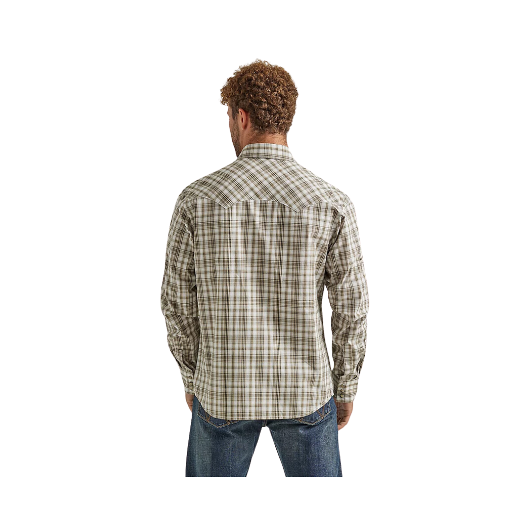 Wrangler Men's Retro Beige Snap Plaid Shirt