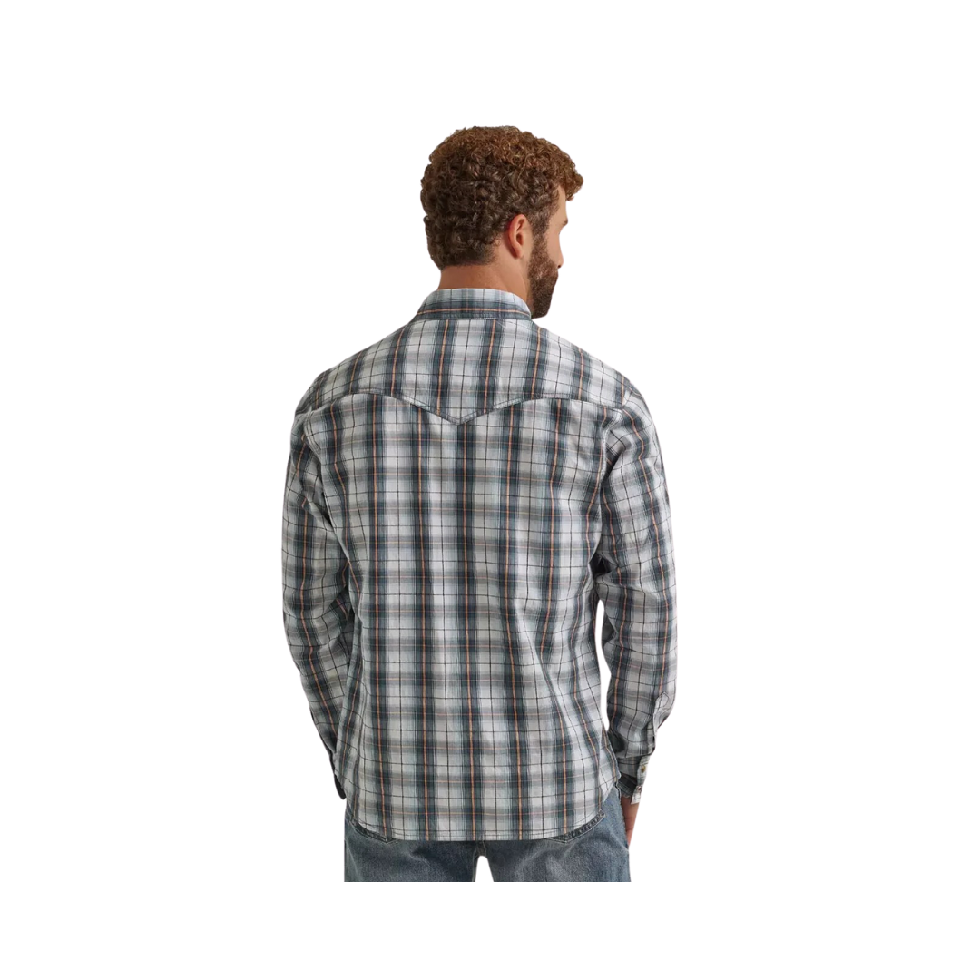 Wrangler Men's Retro Premiun Long Sleeve Snap Grey Shirt