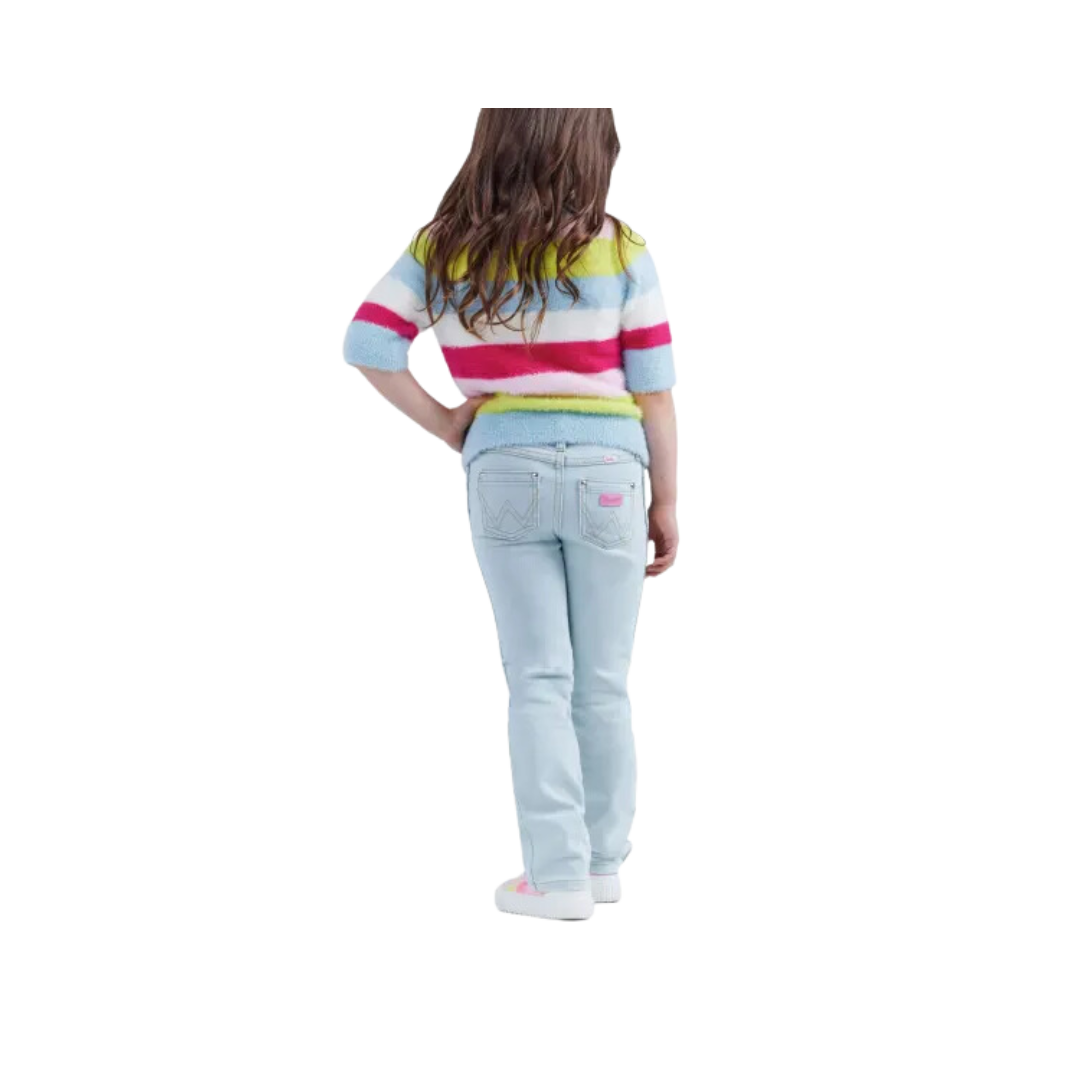Wrangler Youth Girl's Ken Patch Boot Cut Blue Jeans