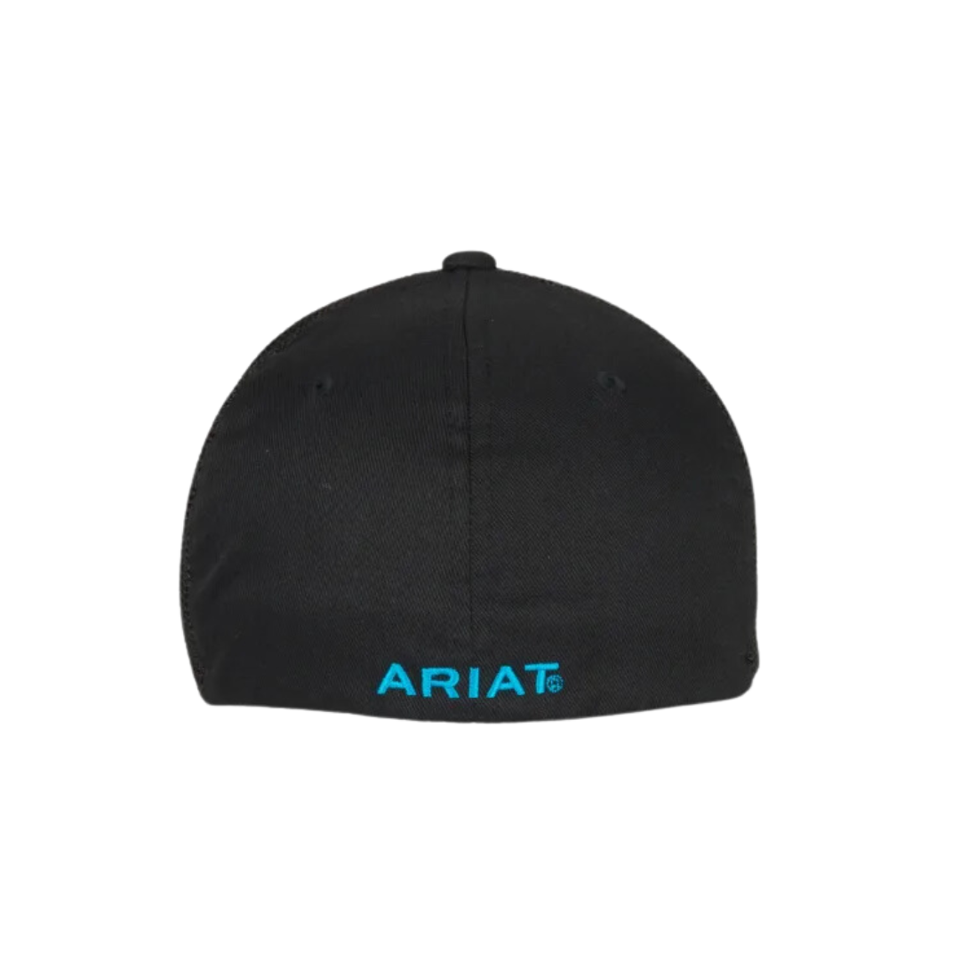 Ariat Men's Black Logo Mesh Side Flex Turquoise Cap