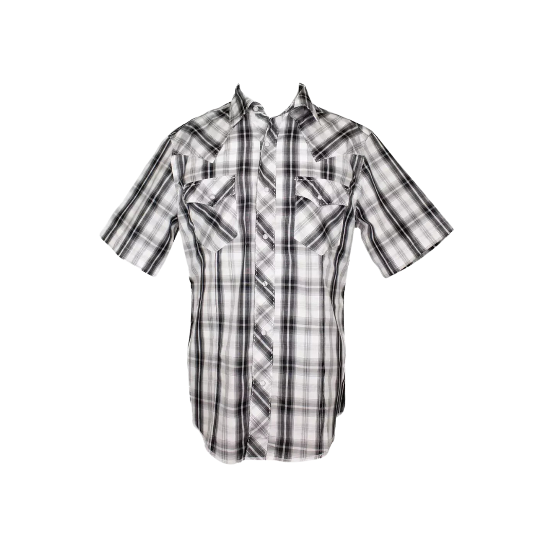 Wrangler Men's Snap Black & White Plaid Shirt