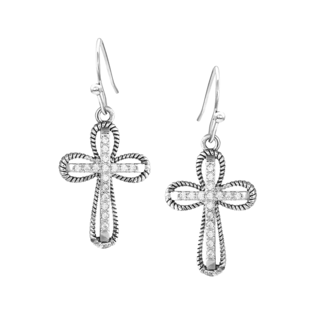 Montana Silversmiths Women's Expressive Faith Crystal Cross Earrings