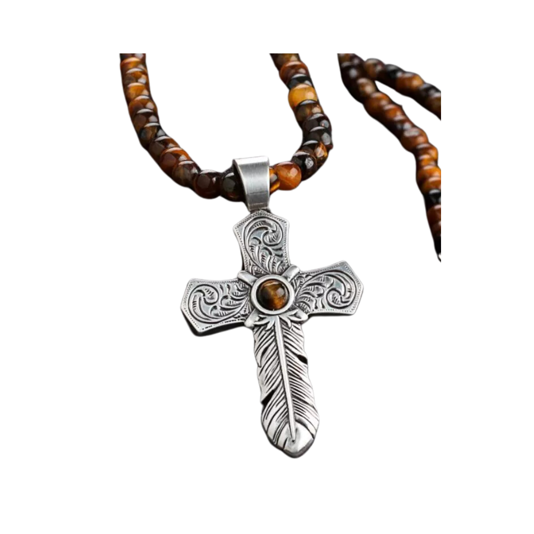 Silver Strike Men's Tiger Eye Multicolor Necklace