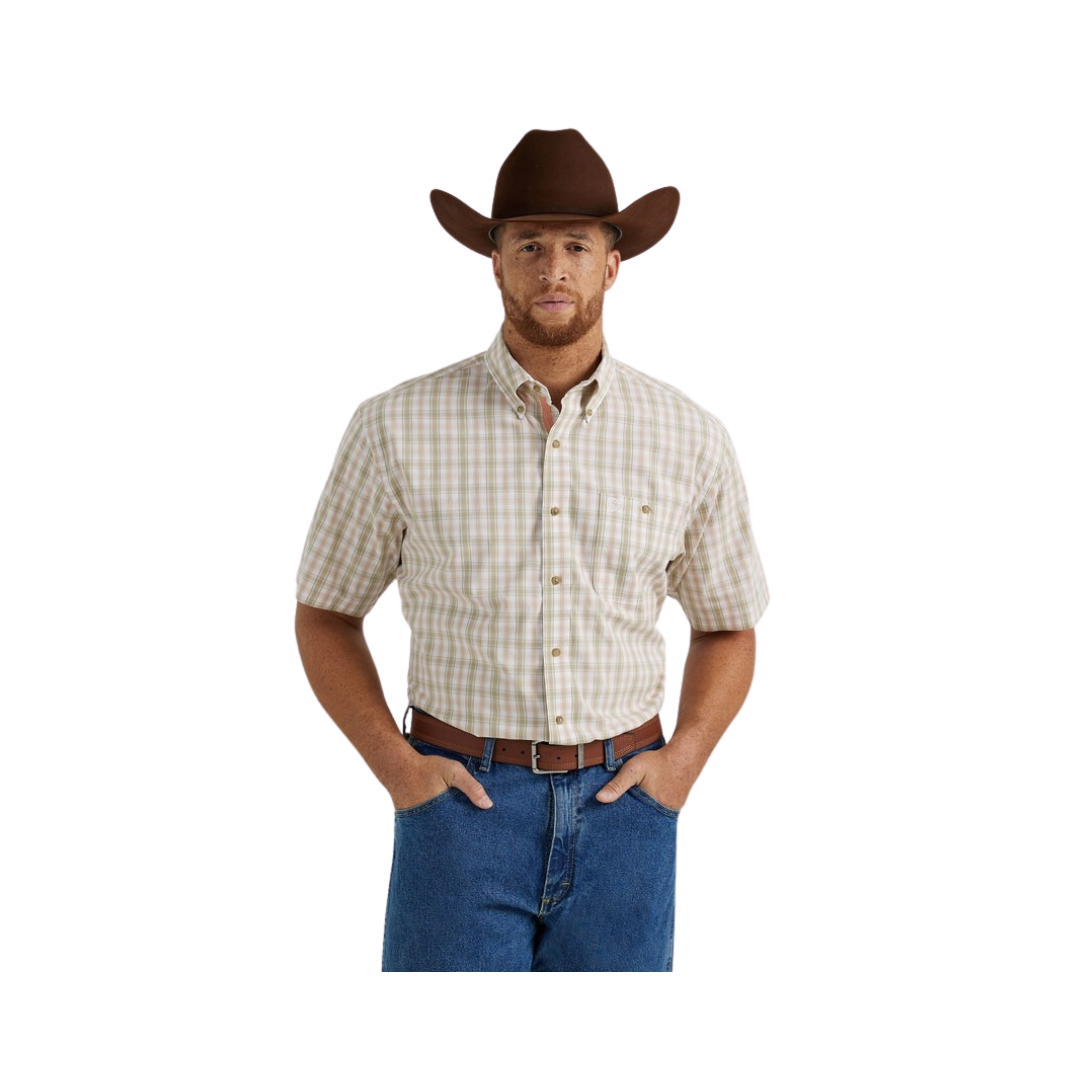 Wrangler Men's George Strait tan Plaid Shirt