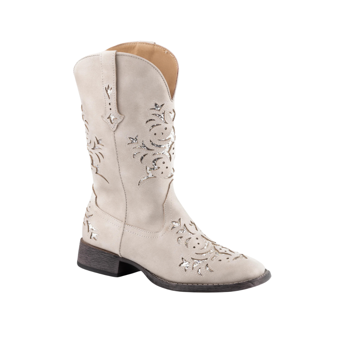 Roper Footwear Women's White Faux Leather Square Toe Boot