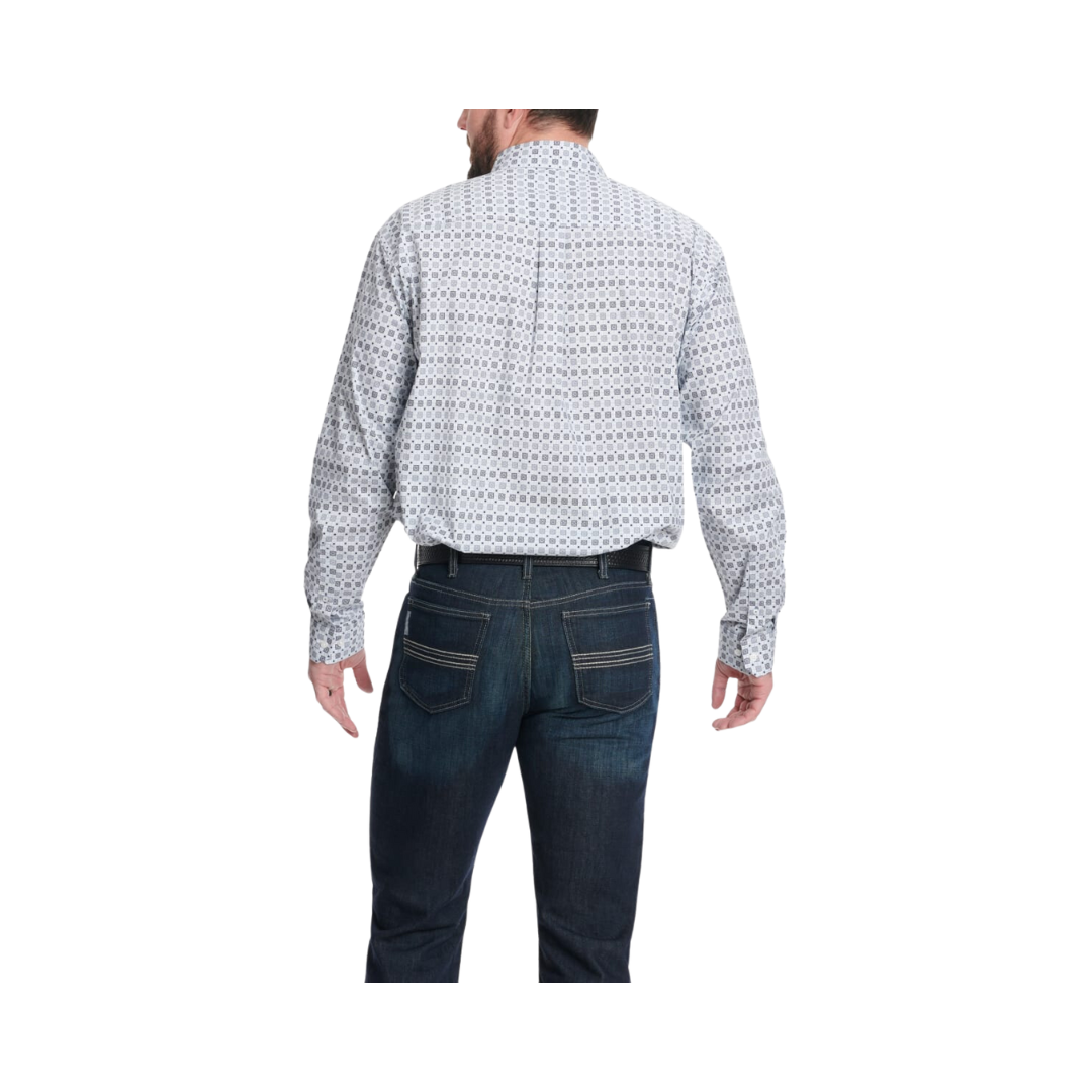 Cinch Men's Cornflower Geo Print Long Sleeve Western Blue & Black Shirt
