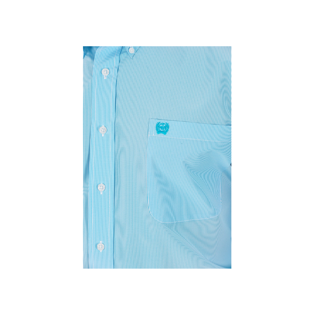 Cinch Men's Tencel Micro Stripe Button Down Western Light Blue Shirt