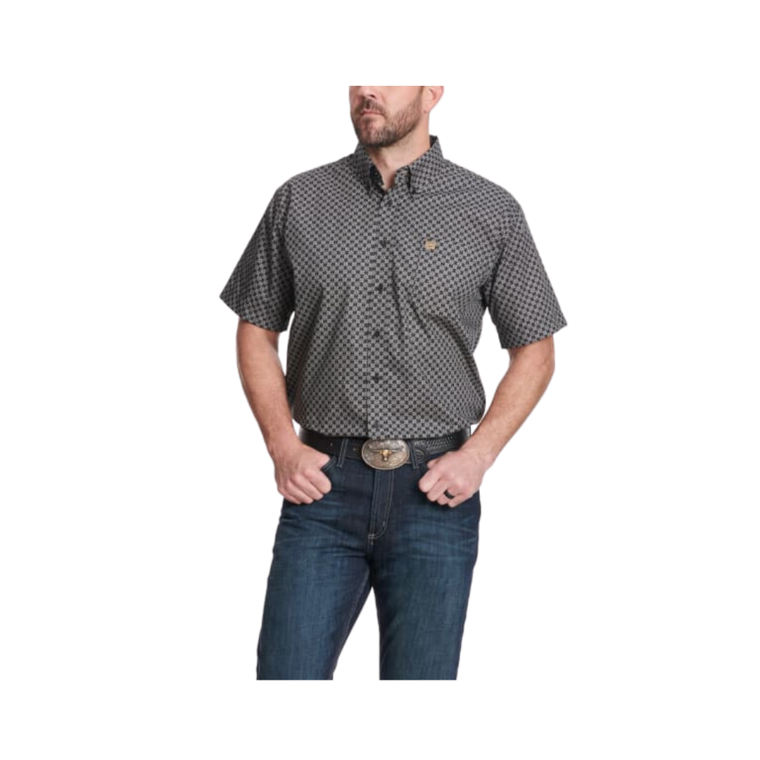 Cinch Men's Geo Print Short Sleeve Western Black & Taupe Shirt