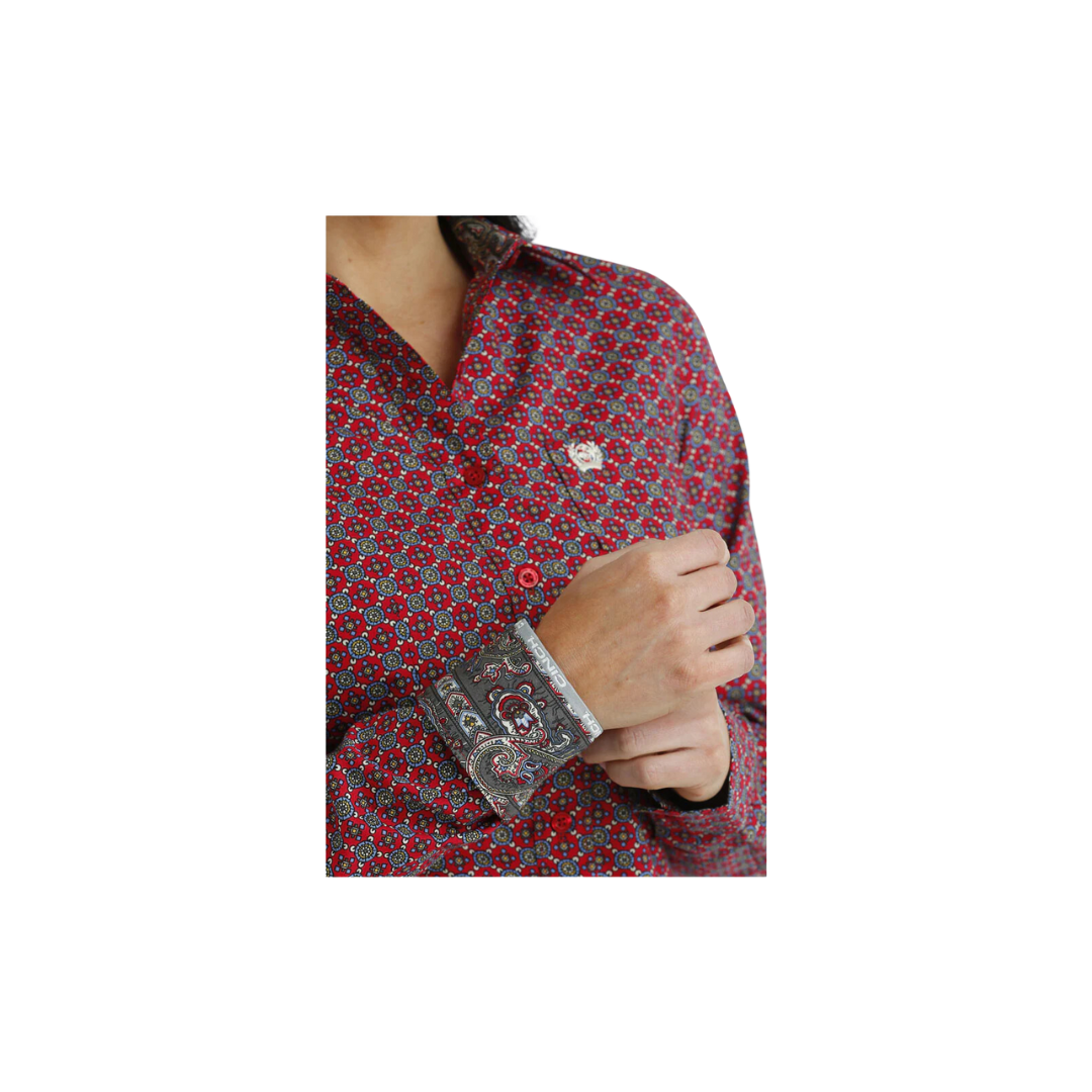 Cinch Women's Long Sleeve Western Button Print Red Shirt