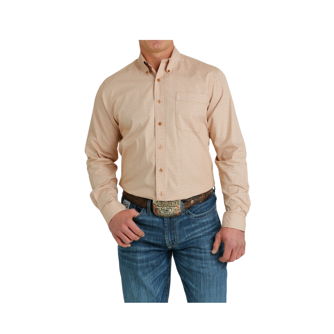 Cinch Men's Modern Fit Button Down Western Gold Shirt