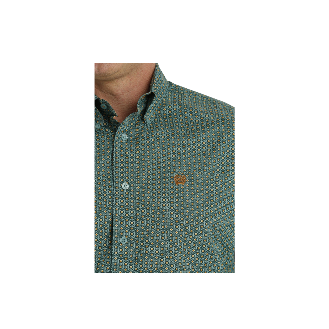 Men's Cinch Western Floral Print Turquoise Shirt
