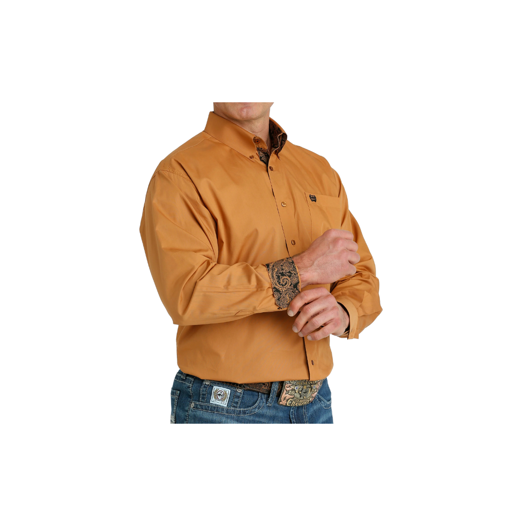 Cinch Men's Solid Button Down Gold Shirt