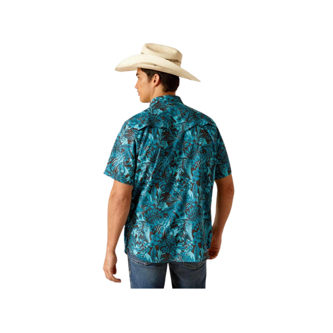 Ariat Men's Venttek Short Sleeve Black & Blue Print Shirt