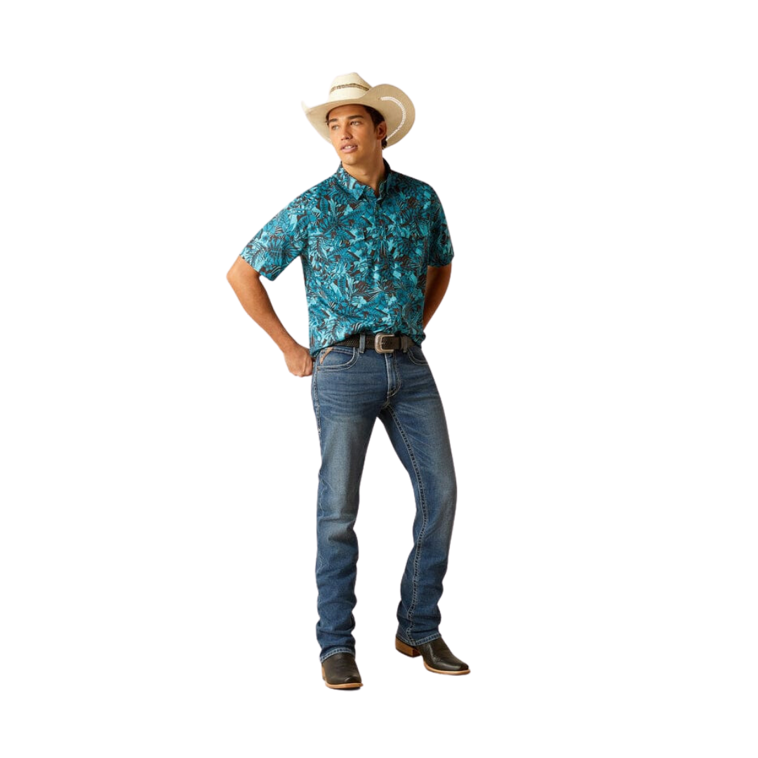 Ariat Men's Venttek Short Sleeve Black & Blue Print Shirt