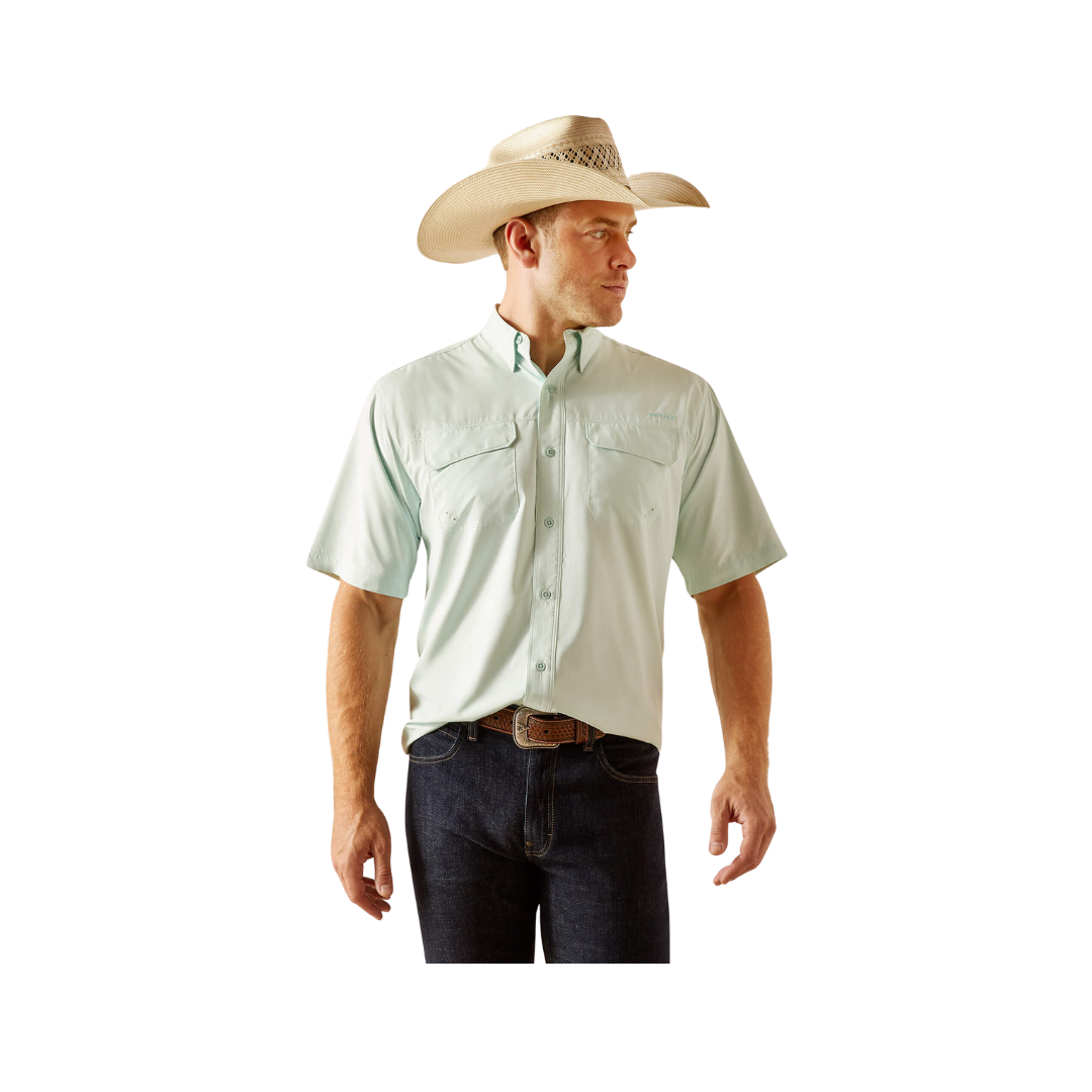 Ariat Men's Venttek Outbound Classic Fit Bleached Aqua Shirt