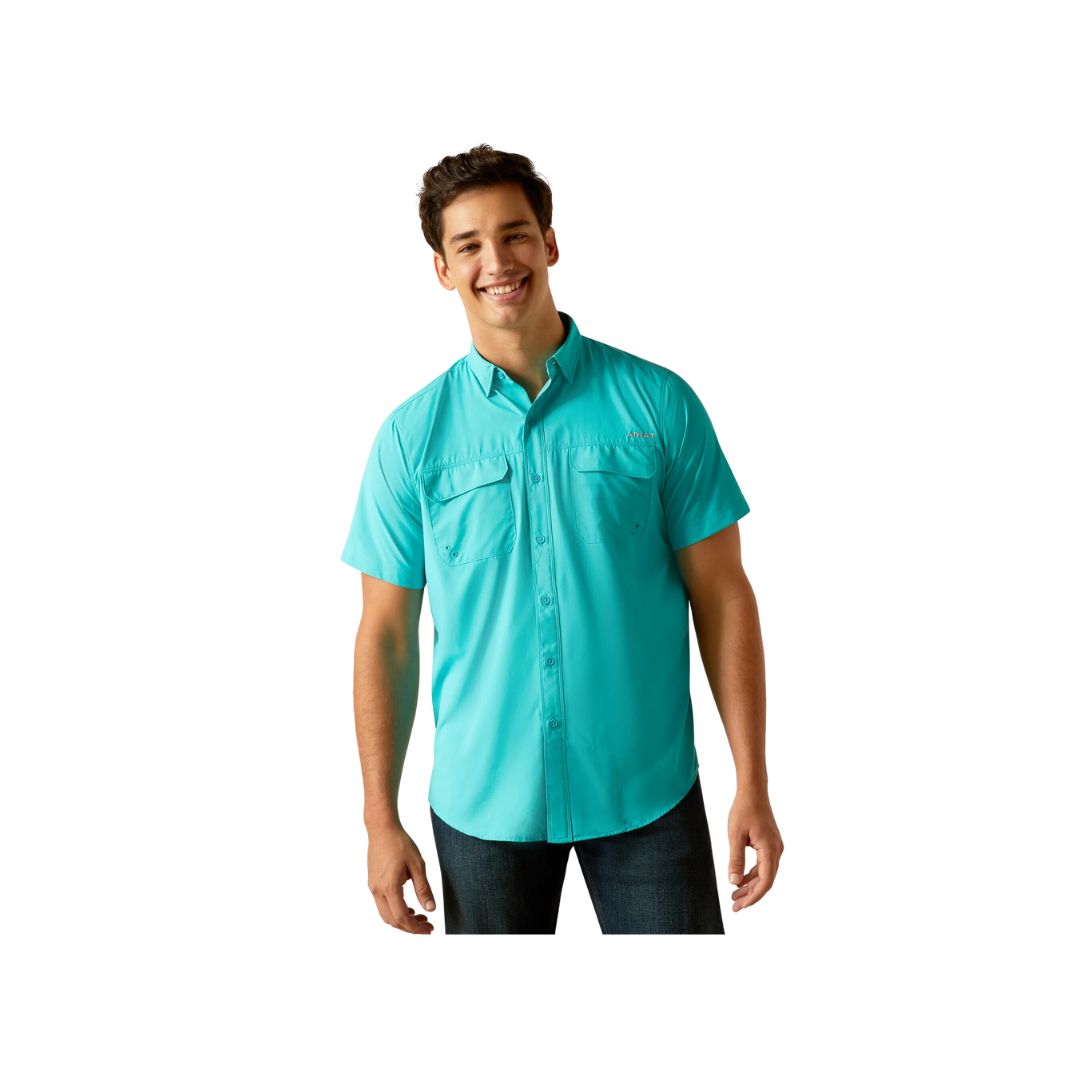 Ariat Men's Venttek Outbound Fitted Drift Button Down Ss Turquoise Shirt