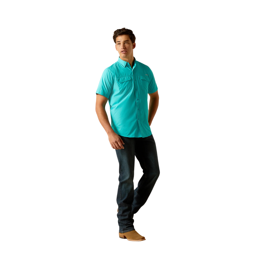 Ariat Men's Venttek Outbound Fitted Drift Button Down Ss Turquoise Shirt
