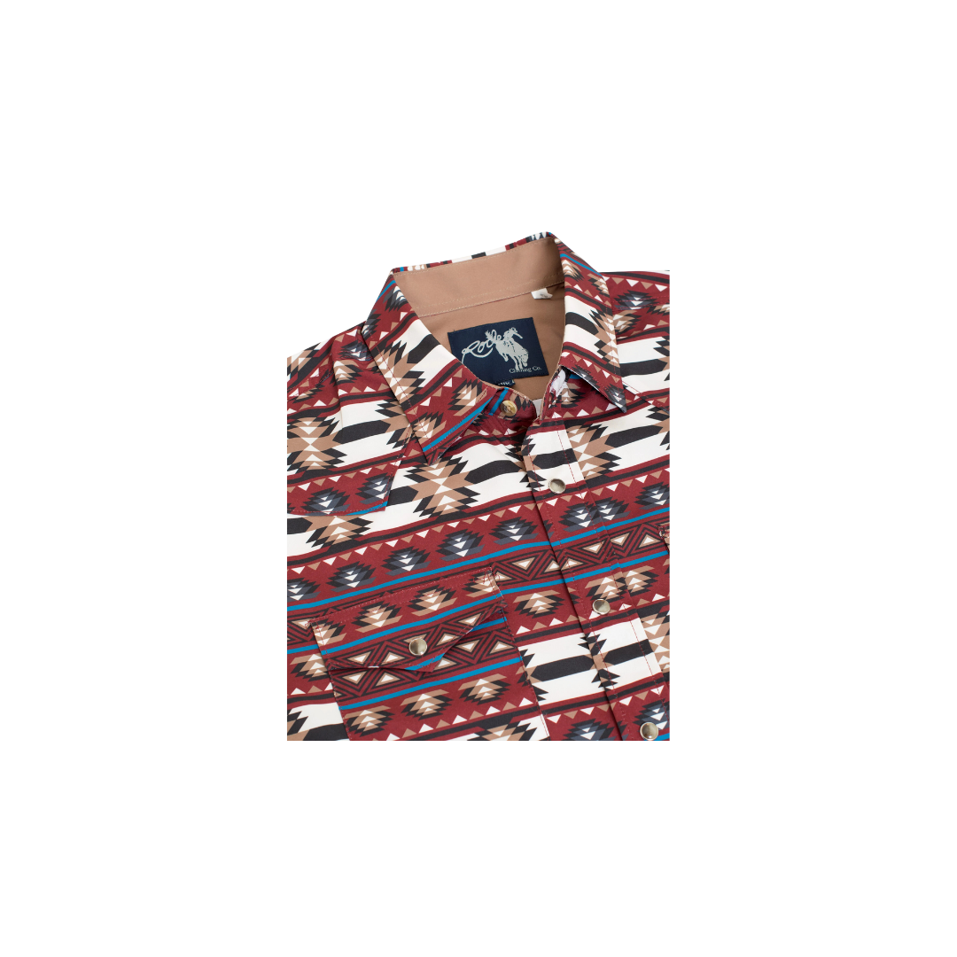 Avalon Men's Western Snap Aztec Print Pearl Shirt