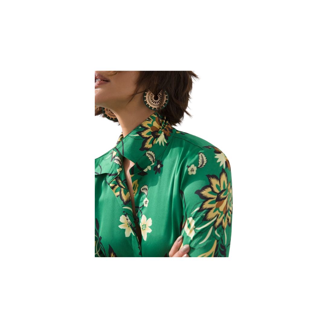 B Tween Women's Satin Damask Maxi Shirt Print Dress